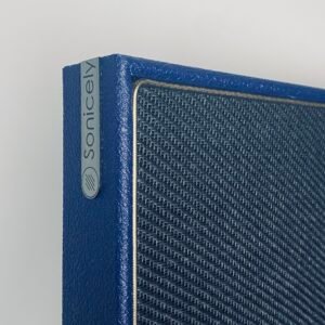 Logo Sonicely hoek black weave blue levant paneel