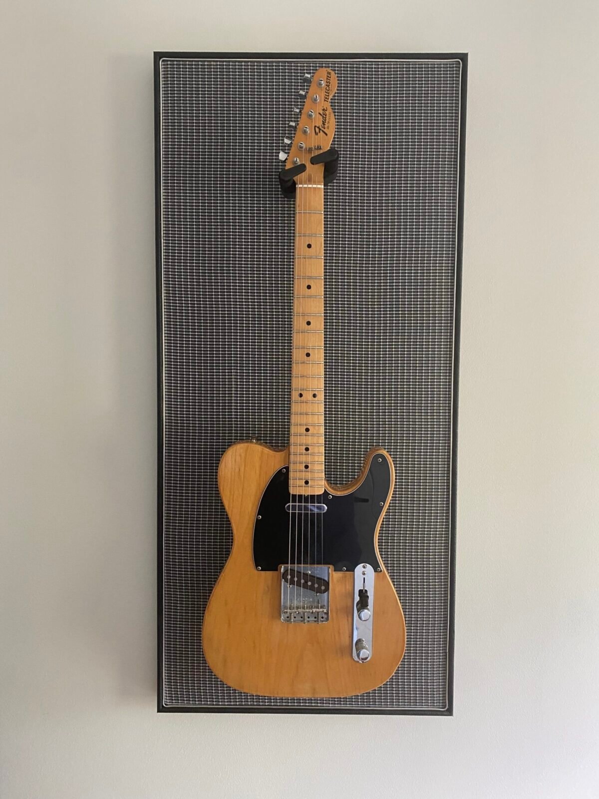 Akoestische paneel met gitaar aan haak