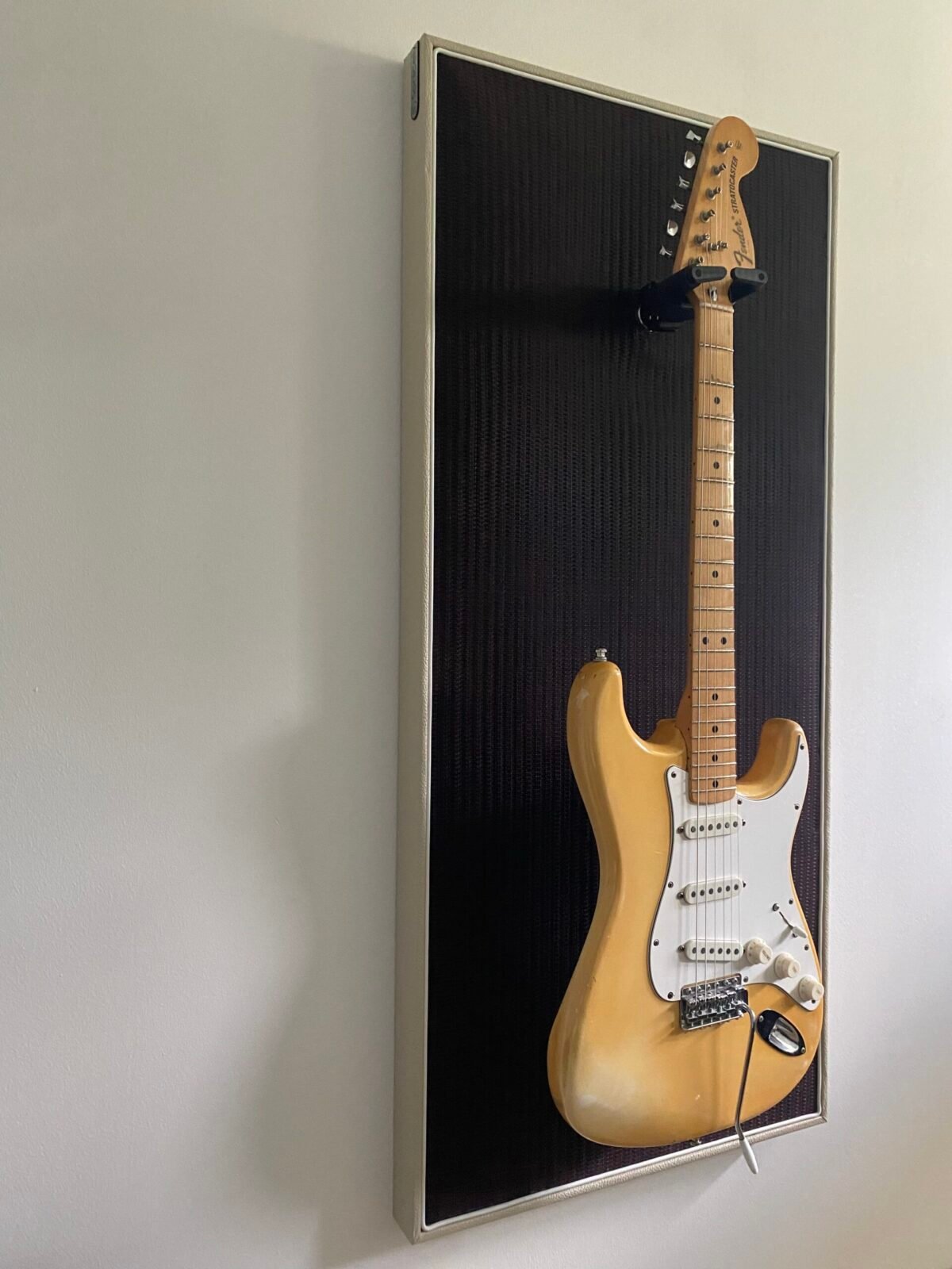 Akoestisch paneel met gitaar aan haak