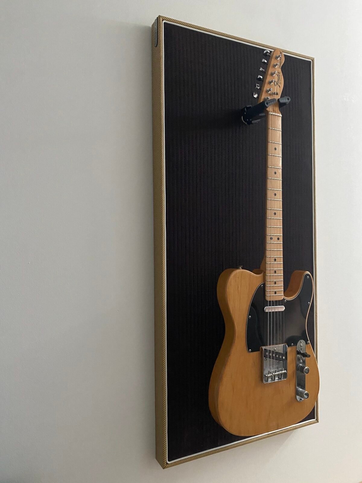 Akoestische paneel met gitaar aan haak